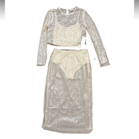 Jason Wu Tops - Jason Wu 3 Layer Cropped Sequin Evening Top